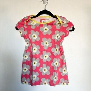 Mini Boden Floral Flower Dress Cotton Jersey 5-6y Pink Yellow
